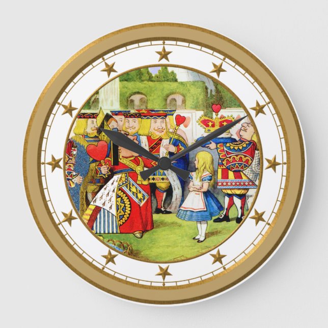 Alice and the Queen of Hearts In Wonderland Large Clock (Front)