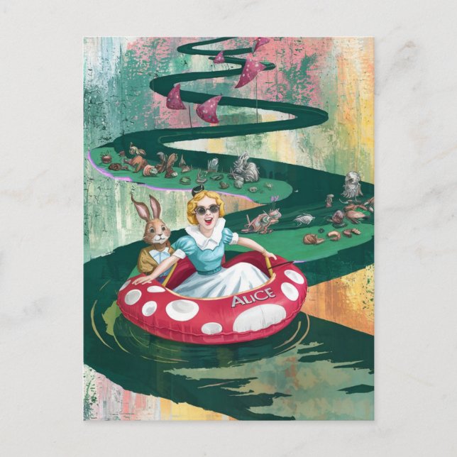 Alice and the Rabbit retro collage art Postcard (Front)
