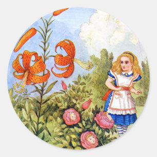 Alice and the Talking Flowers in Wonderland Classic Round Sticker