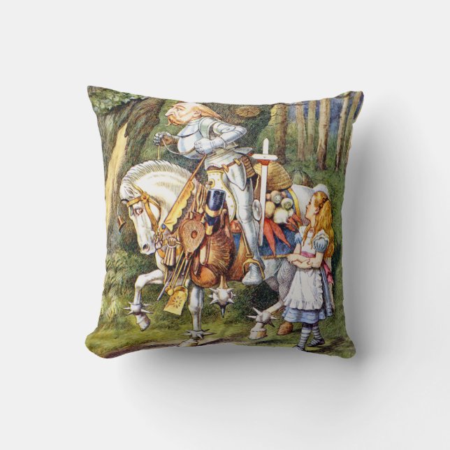 Alice and The White Knight in Wonderland Cushion (Front)