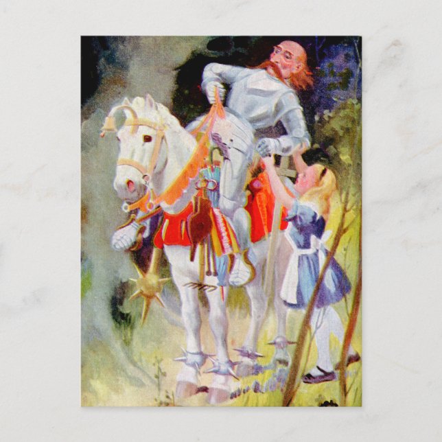Alice and the White Knight in Wonderland Postcard (Front)
