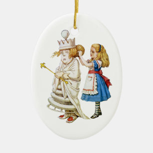 Alice and the White Queen in Wonderland Ceramic Tree Decoration