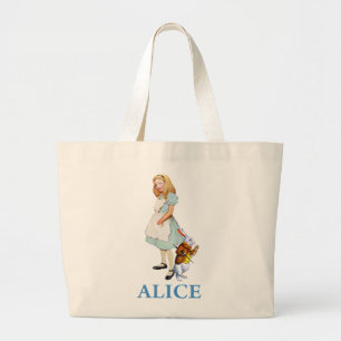 Alice and the White Rabbit in Wonderland Large Tote Bag