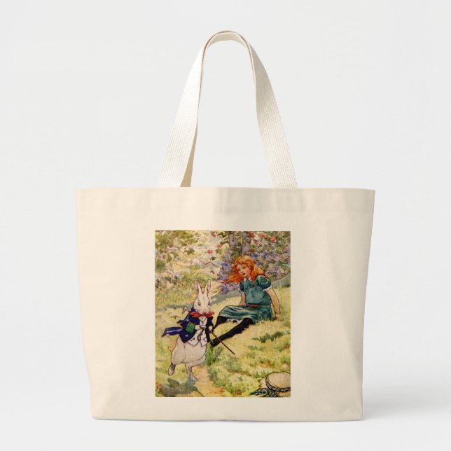 ALICE AND THE WHITE RABBIT LARGE TOTE BAG (Front)