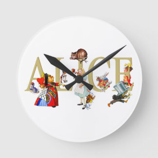 Alice and Wonderland and Friends Round Clock