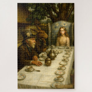Alice At Mad Hatter Tea Party Jigsaw Puzzle