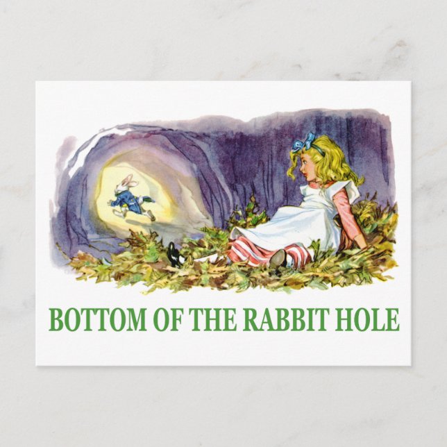 Alice at the bottom of the rabbit hole. postcard (Front)