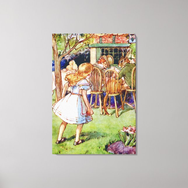 Alice at the Mad Hatter's Tea Party in Wonderland Canvas Print (Front)