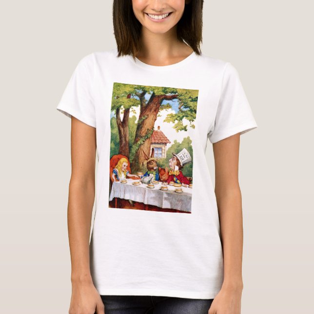 Alice at the Mad Hatter's Tea Party in Wonderland T-Shirt (Front)