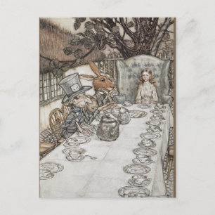 Alice at the Mad Hatter's Tea Party Postcard