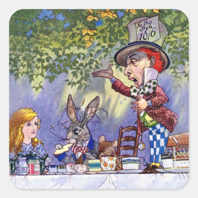 Alice at The Mad Hatter's Tea Party Square Sticker (Front)