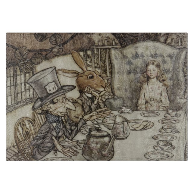 Alice Birthday Unbirthday Rabbit Hatter Party Cutting Board (Front)