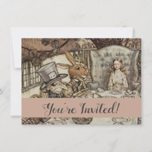 Alice Birthday Unbirthday Rabbit Hatter Party Invitation