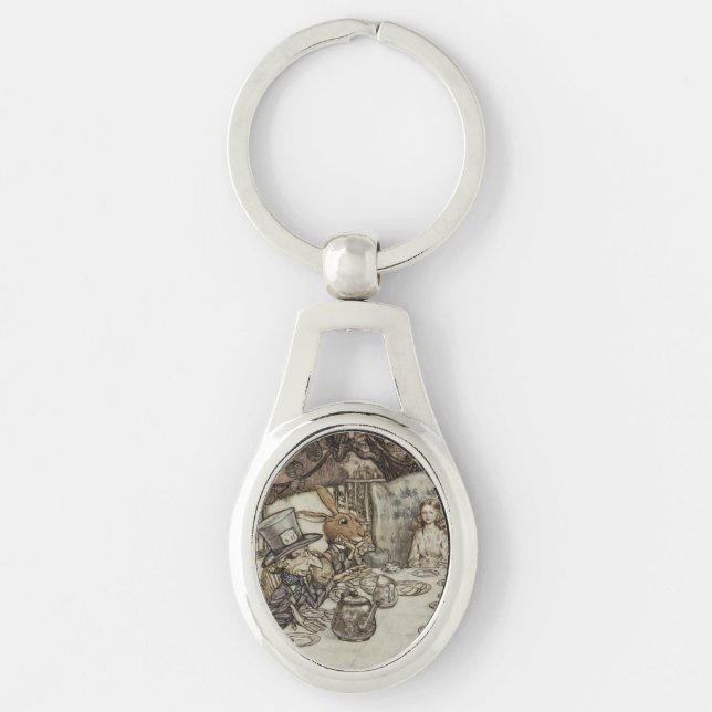 Alice Birthday Unbirthday Rabbit Hatter Party Key Ring (Front)