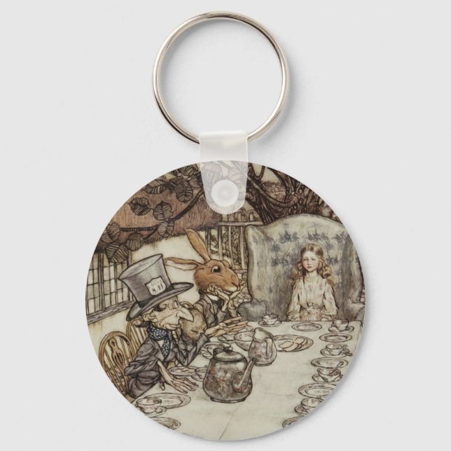 Alice Birthday Unbirthday Rabbit Hatter Party Key Ring (Front)