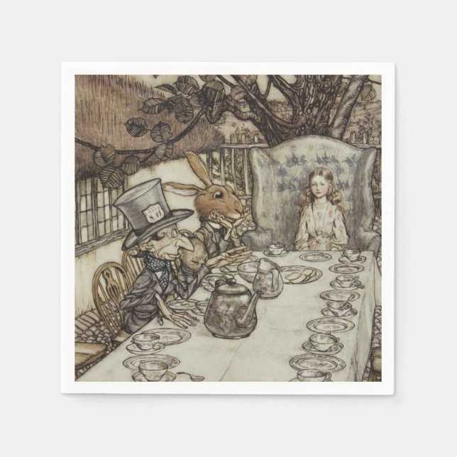 Alice Birthday Unbirthday Rabbit Hatter Party Napkin (Front)