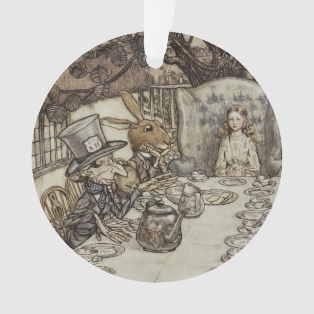 Alice Birthday Unbirthday Rabbit Hatter Party Ornament (Front)