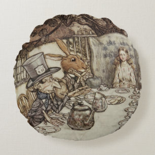 Alice Birthday Unbirthday Rabbit Hatter Party Round Cushion