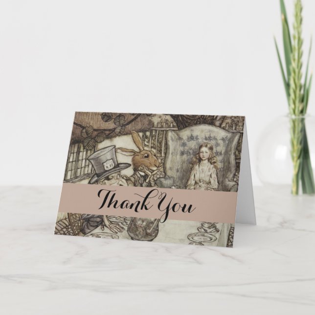 Alice Birthday Unbirthday Rabbit Hatter Party Thank You Card (Front)