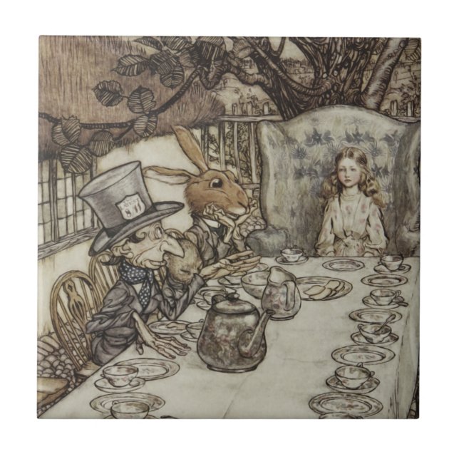 Alice Birthday Unbirthday Rabbit Hatter Party Tile (Front)