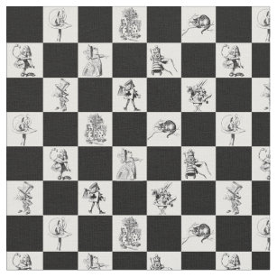 Alice Black and White on Checkerboard Fabric