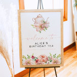 ALICE Blush Floral Birthday Tea Brunch Welcome Poster<br><div class="desc">This birthday welcome sign features spring watercolor florals and a cute tea set. This birthday tea welcome is perfect for your bridal breakfast or brunch.</div>