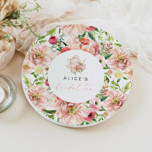 ALICE Blush Floral Bridal Shower Tea Party Brunch  Paper Plate