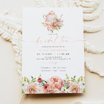 ALICE Blush Floral Bridal Tea Party Brunch Shower Invitation<br><div class="desc">This bridal shower invitation features spring watercolor florals and a cute tea set. This bridal invite is perfect for your bridal breakfast or brunch.</div>