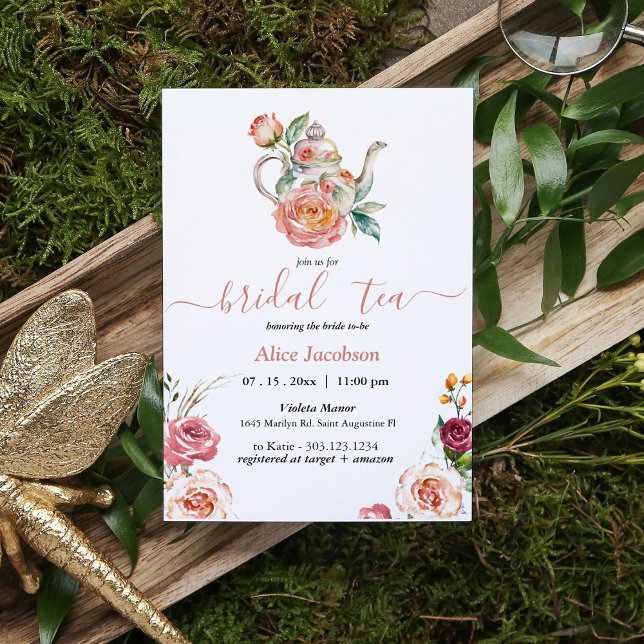ALICE Blush Floral Bridal Tea Party Brunch Shower Invitation (Creator Uploaded)