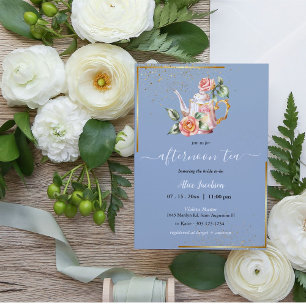 ALICE Blush Floral Bridal Tea Party Brunch Shower Invitation