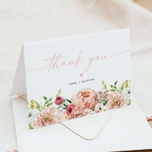 ALICE Blush Watercolor Spring Floral Elegant Thank You Card