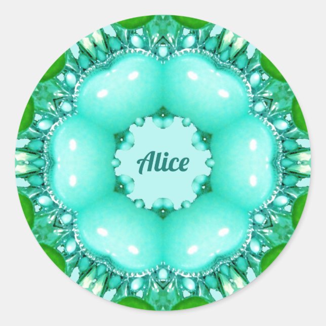 ALICE ~ Bright Abstract Fractal Pattern ~  Classic Round Sticker (Front)