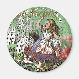 alice cards wonderland hatter rabbit  magnet
