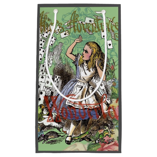 alice cards wonderland hatter rabbit  small gift bag (Front)