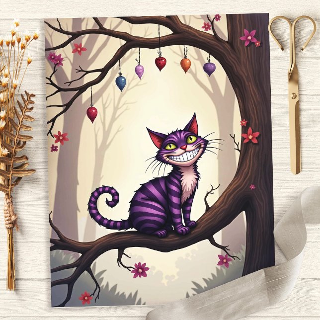 Alice Cheshire Cat on Tree Scrapbook Paper (Creator Uploaded)