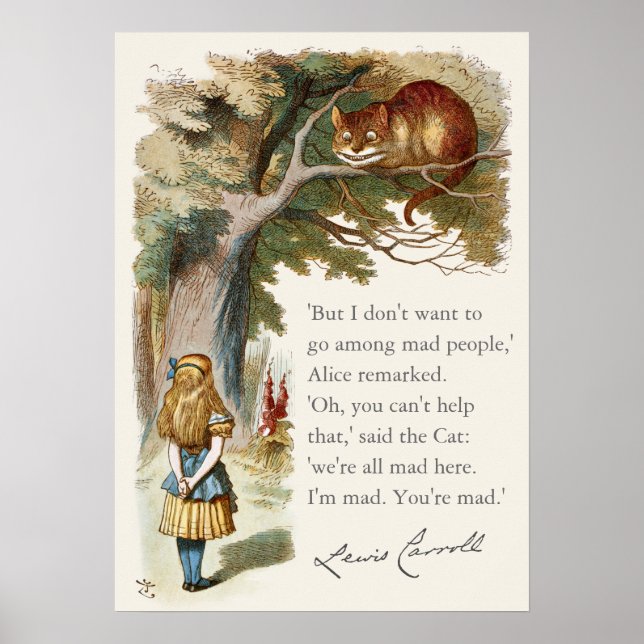 Alice Cheshire cat We're all mad here CC0320 Poster (Front)