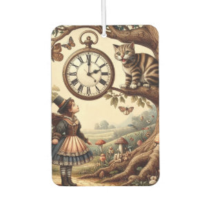 Alice & Cheshire Cat: Whimsical Wonderland Fantasy Car Air Freshener