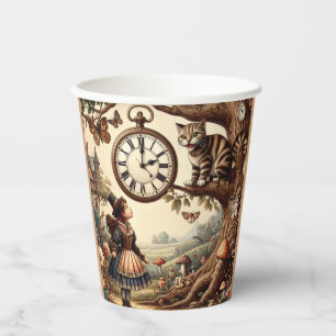 Alice & Cheshire Cat: Whimsical Wonderland Fantasy Paper Cups