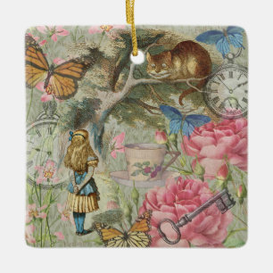 Alice Cheshire Cat Wonderland Tree Garden Ceramic Ornament
