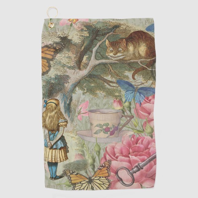 Alice Cheshire Cat Wonderland Tree Garden Golf Towel (Front)
