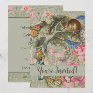 Alice Cheshire Cat Wonderland Tree Garden Invitation