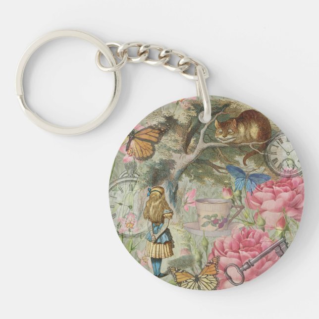 Alice Cheshire Cat Wonderland Tree Garden Key Ring (Front)