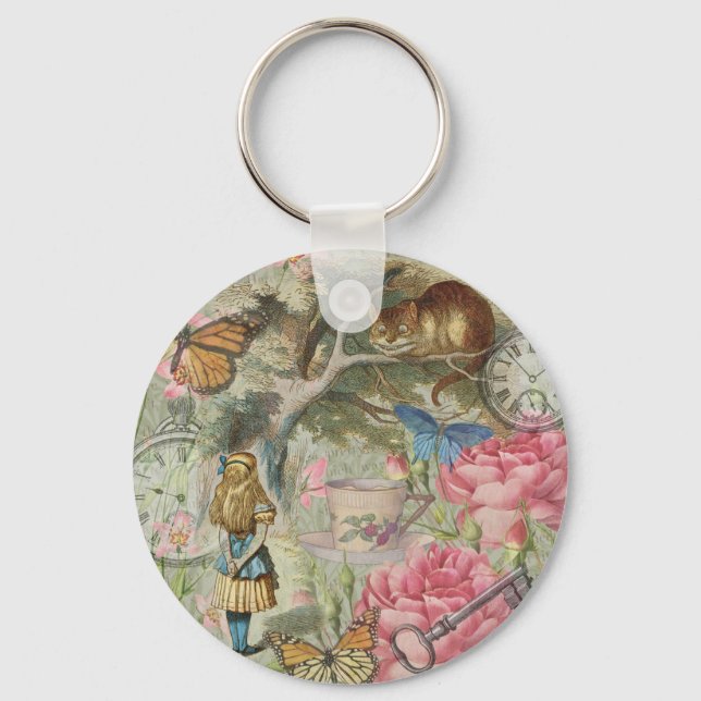 Alice Cheshire Cat Wonderland Tree Garden Key Ring (Front)