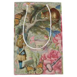 Alice Cheshire Cat Wonderland Tree Garden Medium Gift Bag