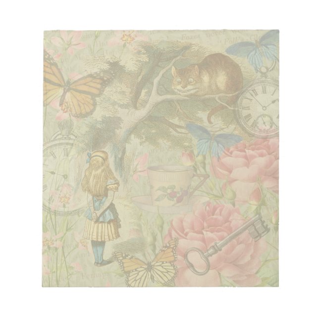 Alice Cheshire Cat Wonderland Tree Garden Notepad (Front)