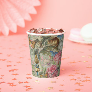 Alice Cheshire Cat Wonderland Tree Garden Paper Cups