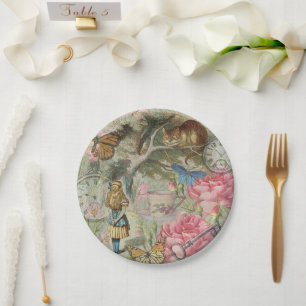 Alice Cheshire Cat Wonderland Tree Garden Paper Plate