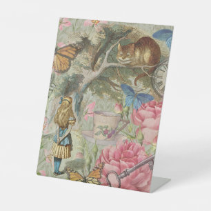 Alice Cheshire Cat Wonderland Tree Garden Pedestal Sign