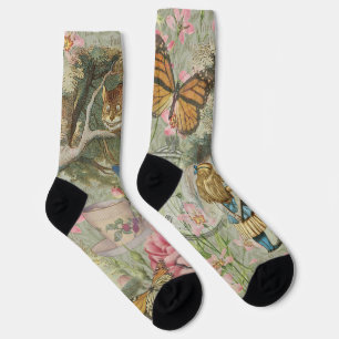 Alice Cheshire Cat Wonderland Tree Garden Socks