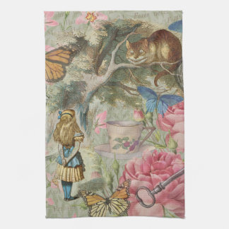 Alice Cheshire Cat Wonderland Tree Garden Tea Towel